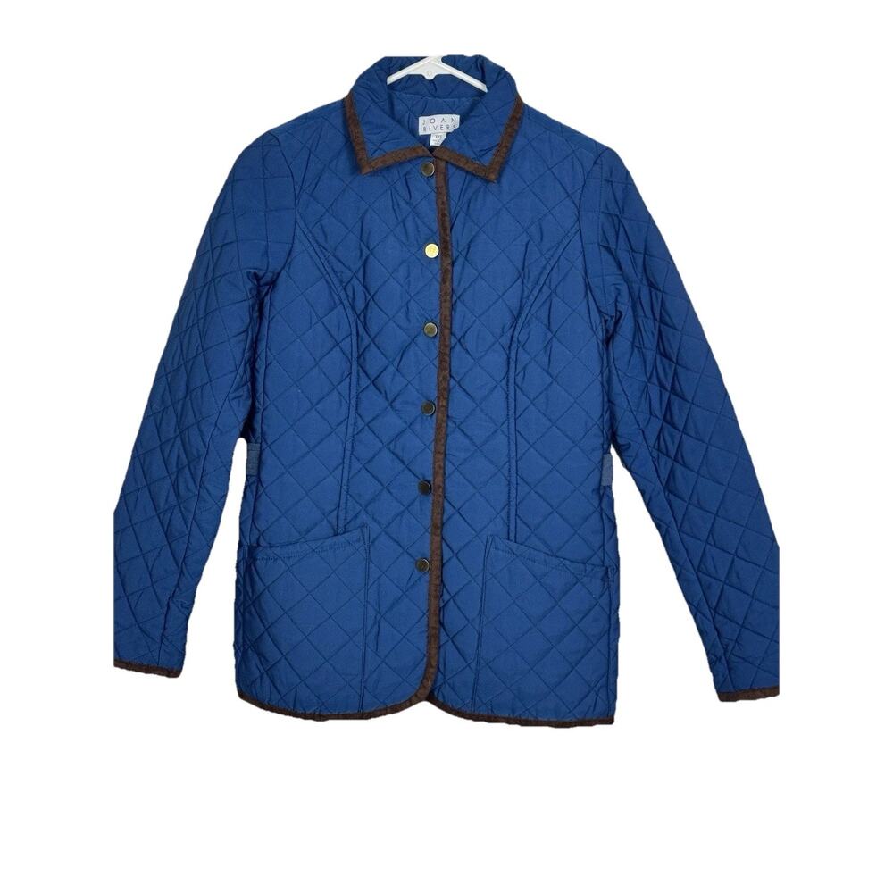 Joan Rivers Blue Quilted Jacket Women's Size XXS Lightweight Snap Close